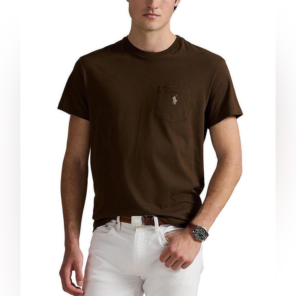 NWT Polo Ralph Lauren Classic Fit Jersey Short Sleeve Pocket T-Shirt. Brown, 2XL